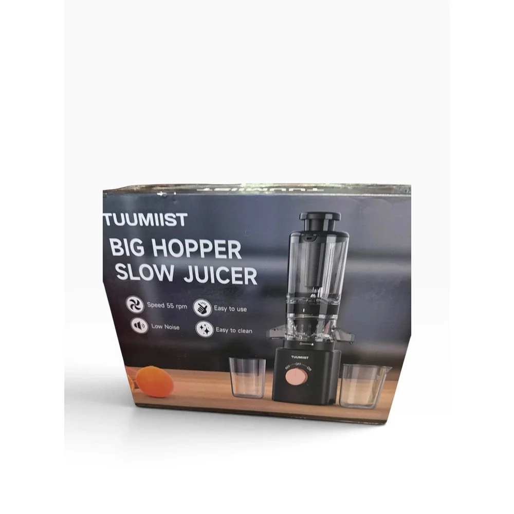 TUUMIIST Big Hopper Slow Juicer Masticating Extractor 55 RPM Low Noise Black